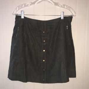 Olive green suede skirt